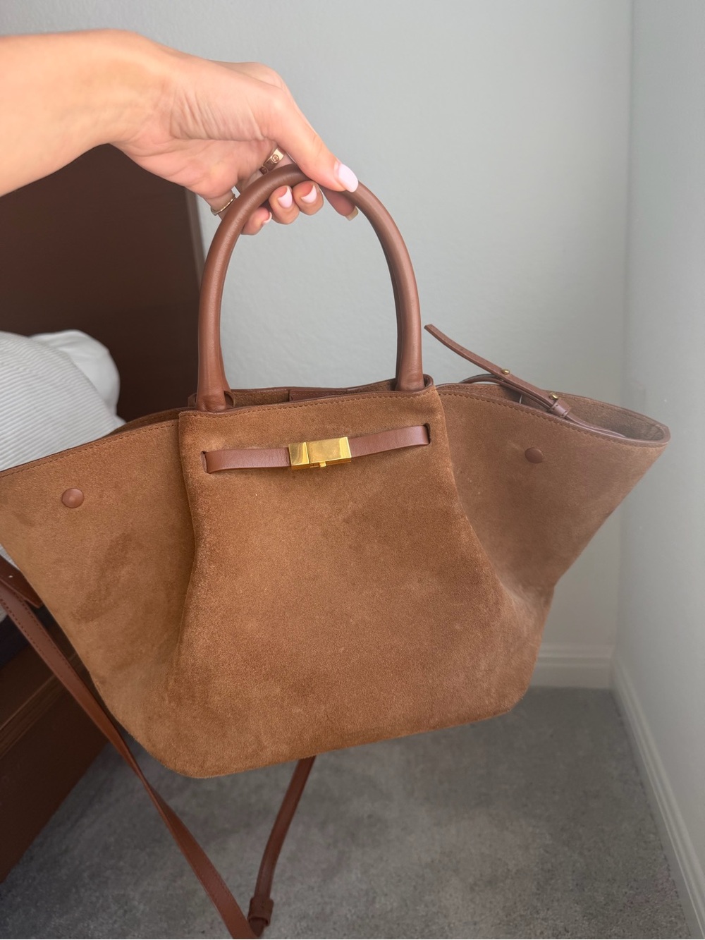 DeMellier Caramel Suede Midi New York Bag